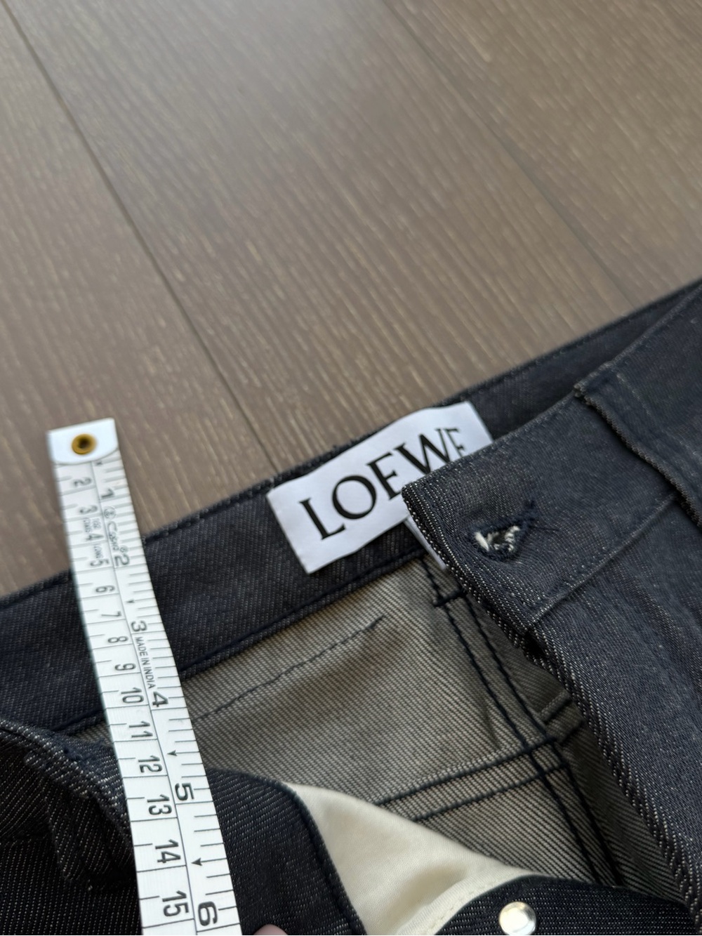Loewe Fisherman’s Straight Jeans in Dark Gray with Cream Cuffs - Picture 3 of 7